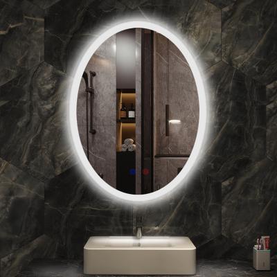 China Wholesale High Efficiency Modern Home Oval Shape Large Illuminated Hotel Bathroom Backlit Mirror With Led Light for sale