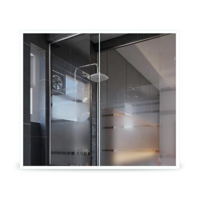 China Two Door Modern Infrared Induction Bathroom LED Mirror Aluminum Medicine Cabinet Storage With 4000K LED Light for sale