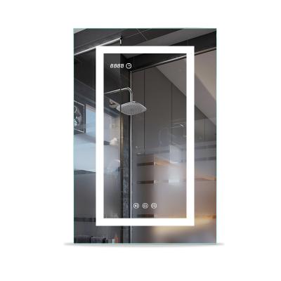 China 20x32 Inch Single Door Anti Fog Light Anodized Aluminum Frame LED Bathroom Mirror Cabinets With LED Light for sale