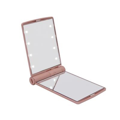 China Promotion Gift Lighted Custom Logo Led Compact Handheld Makeup Mirror Pocket Makeup Mirror for sale