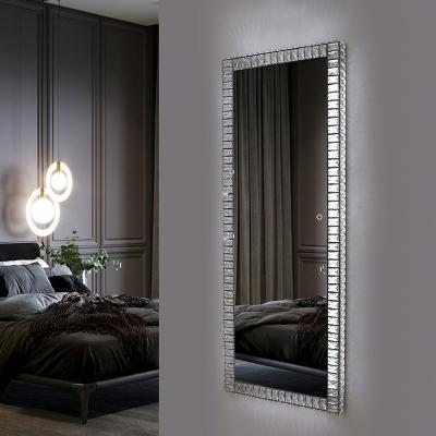 China 2021Contemporary Minimalist Wall Full Body Plus Size Dress Led Light Full Body Crystal Floor Mirror for sale