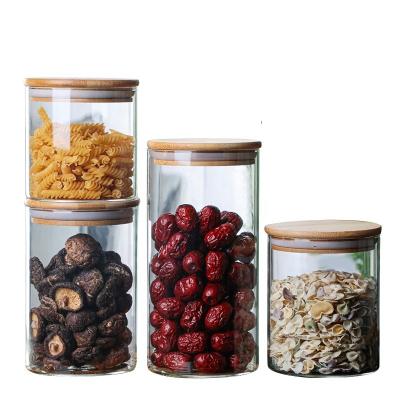 China Eco-friendly High Borosilicate Glass Round Storage Jar With Gasket Glass Food Storage Tub Lid Canisters Bottles And Jars Glass Jar for sale