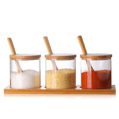 China Eco - Friendly Stored High Borosilicate Glass Kitchen Seasoning Can Glass Jars And Containers for sale