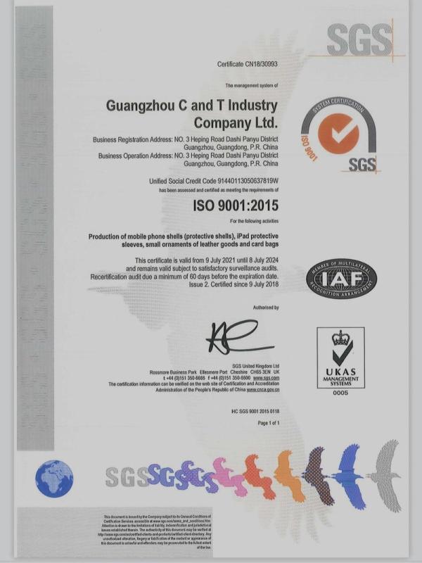 ISO9001 - Guangzhou C&T Industry Company Limited