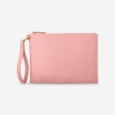 China Luxury Custom classic Zip Clutch bag women pink pebbled leather Handbags Evening Bags for sale