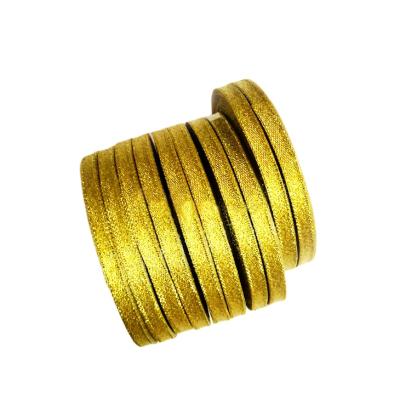 China Metallic Sanding Ribbon Christmas 6.5 Mm Gold Wired Glitter Ribbon For Gift Wrap Xmas Wholesale Ribbons for sale