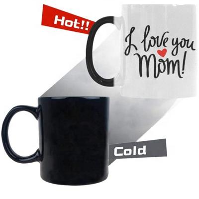 China Sustainable Mother's Day 11 Oz Ceramic Coffee Mugs Color Changing Magic Mugs for sale