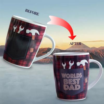 China Viable Christmas Custom Ceramic Sublimation Masks Magic Mug 11oz Color Changing Father's Day Mug With Logo for sale