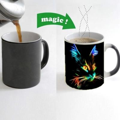 China New Gift Viable Reactive Unique Promotional Mug Color Changing Mugs Customized Magic Mug Heat Transfer Mug for sale