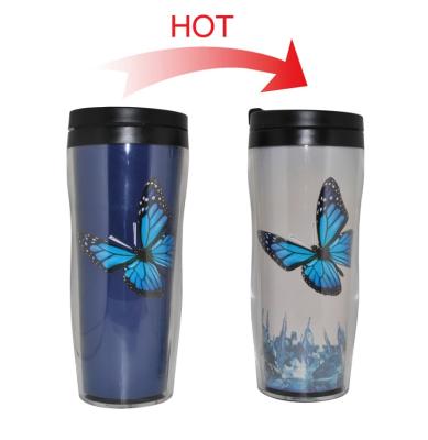 China Promotional Gift Custom Color Changing Tumblers Mug Reusable Drinking Plastic Cups Clear Sports Water Bottles For Kids for sale