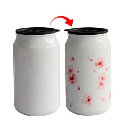 China Factory Price Viable Flowers Personality Milk White Magic Mug With Lid Color Changing Stainless Water Bottle for sale