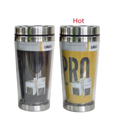 China Viable Custom Color Changing Reusable Cup Hot Liquid Color Changing Sports Magic Water Bottle Travel Mug Double Wall Stainless Steel Mug for sale