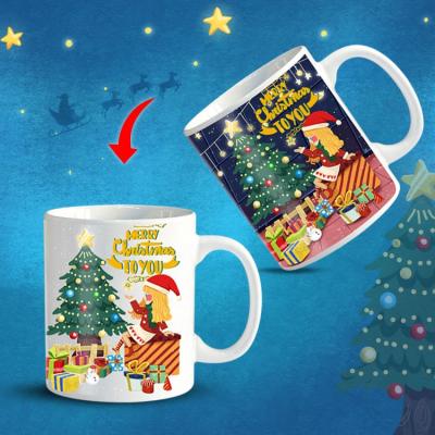 China Sustainable Coffee Mug With Custom Logo Drinking Mugs Christmas Day Gifts Mugs Color Change Ceramic Magic Mugs for sale