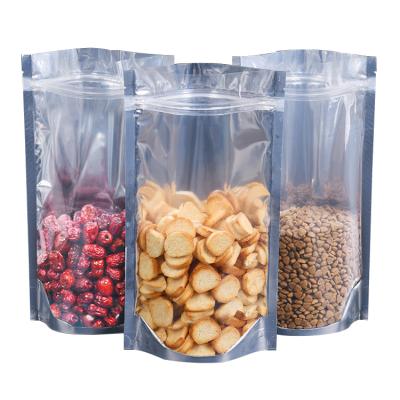 China Wholesale Eco Friendly Moisture Proof Zipper Bag Stand Resealable Aluminum Foil Food Packaging Clear Bag for sale