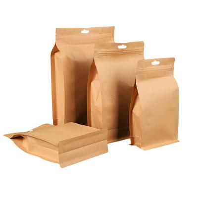 China Moisture Proof Transparent Flat Bottom Pouch Stand Up Zipper Eight Sides Seal Plastic Resealable Bag Custom Printed Kraft Paper Bags for sale