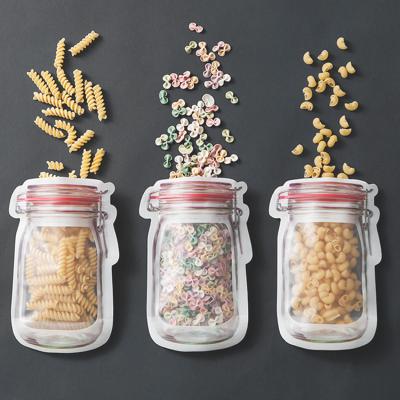 China Moisture Proof Custom Design Plastic Resealable Zip Lock Bottle Shaped Stand Up Pouch Food Snacks Packaging Storage Mason Jar Zipper Bag for sale