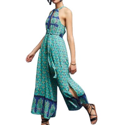 China Fashion Wholesale Casual Anti-pilling Print Wide-leg Pants Bohemian Overalls for sale