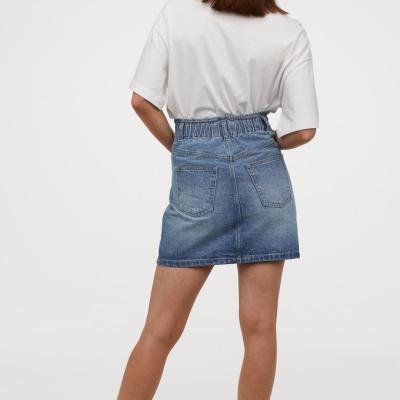 China High quality anti-static summer hive-balanced waistband, covered with elastic band. Women's denim skirt. for sale