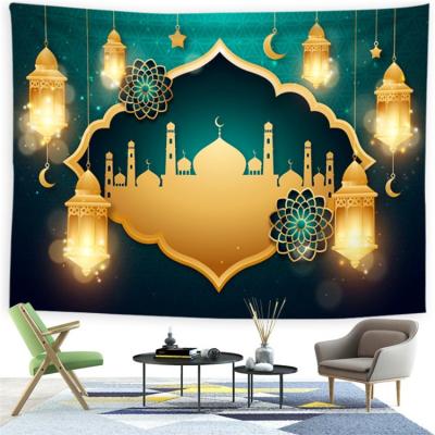 China Custom Dobby 130*150cm Decor Printed Background Wall Eid Mubarak Tapestry Wall Hanging Ramadan Kareem Tapestry Eid Mubarak Ramadan for sale