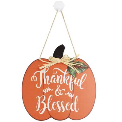 China Wooden Harvest Festival Decoration Thanksgiving Pumpkin Home Decor Door Hanging Sign Indoor And Outdoor Crafts Welcome Door Hanging for sale