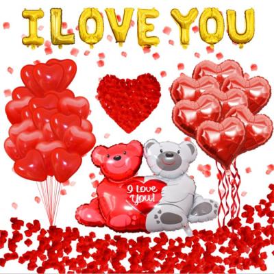 China Romantic Wedding Decorations Valentine's Day Party Decor Balloon 18 Inch Heart Shape Foil Balloons 16 Inch Letter Balloons I LOVE YOU Set for sale