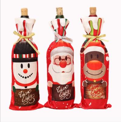 China Home Cloth Dinner Table Decoration Cartoon Party Decor Wine Gift Bag 1Pcs Kitchen Christmas Decoration Christmas Wine Bottle Cover for sale