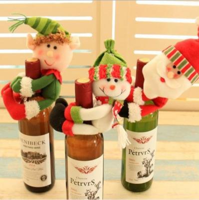 China Cute Cloth Cartoon Santa Snowman Christmas Wine Bottle Cover Christmas Party Table Decor Christmas Gift Wine Bottle Cover for sale