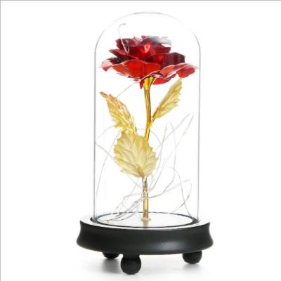 China Wedding Valentine's Day Gift LED Light Preserved Flower Beauty and Decorative Beast with Glass Dome Valentine's Day Wedding Gift for sale