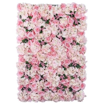 China Celebration Wall Mats Rose Panel Artificial Florals Customized 3d Wedding Style Artificial Flower Decorative Wall for sale