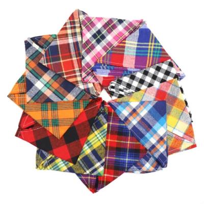 China Viable Hot Sale Cotton Pet Bandanas With Plaid Pattern Small And Medium Dog Pet Scarf Pet Saliva Towel Dog Scarf Supplies for sale