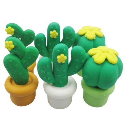 China 5pc mini eraser promotional eraser set with 3d cactus design shaped eraser for school and promotional gift for sale