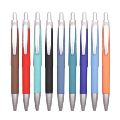 China Nice Writing Feeling Colorful Plastic Ballpoint Pen 1.0mm Refill With Clip Logo Custom Pens For Promotional for sale