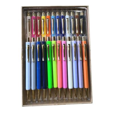 China Nice Writing Feeling ABS Simple Color Hexagon Ballpoint Pen Pen With Gold Clip Customized Press Pens For Promotional for sale