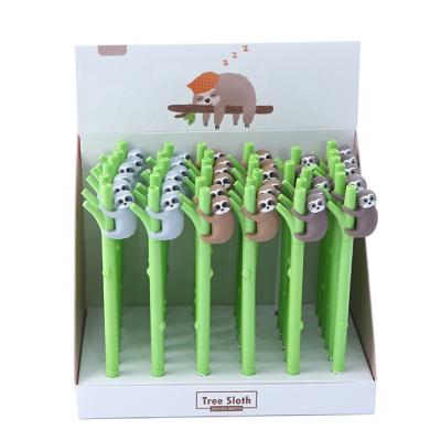 China Normal Kawaii Pen Cartoon Tree With Sloth Design 0.5mm Gel Ink Pen With Custom Logo Cute Pen for sale