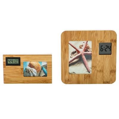 China Gift or Promotional Customized Bamboo Wooden Photo Frame with LED Clock Logo Printing for Gift or Promotional for sale