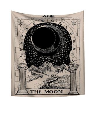 China Minimalist Room Decor Custom Designs Sun And Moon Tapestry Burning Mystical Sun Black And White Wall Hanging Tapestry for sale