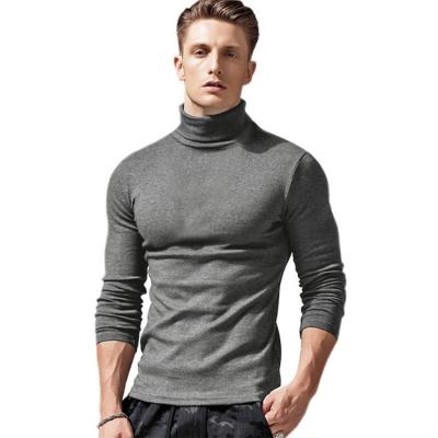 China 2021 Autumn Winter Casual High Neck Turtleneck Long Sleeves Wholesale Tight Sweater Shirts Round Bottom T-shirts For Men for sale