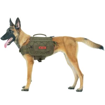 China Durable Outdoor Camping Dogs Pet Backpack Tactics Dog Harness To Increase Continuation Walking Training for sale