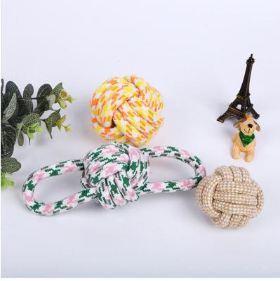 China Sustainable Jean Pet Dog Toy Chew Cotton Rope Bite-Resistant Ball Molars Eco-Friendly Stocked Toys for sale