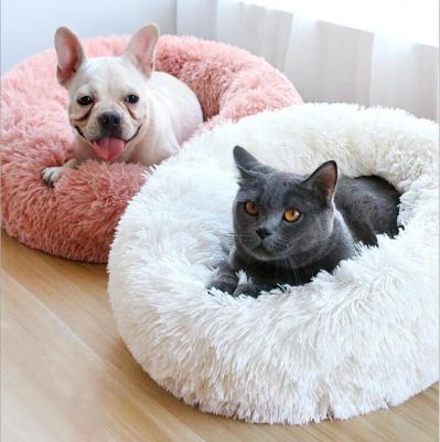 China Eco Friendly Round Waterproof Sofa Luxury Dog Bed , Ultra Soft Washable Faux Fur Cushion Fluffy Dog Pet Beds for sale