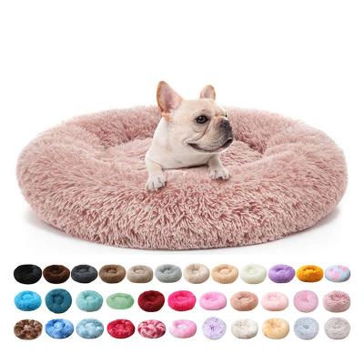 China Eco-Friendly Round Donut Cuddler Bed Luxury Cat Cushion Dog Washable Pet Beds Waterproof Wholesale for sale