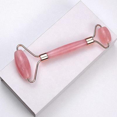 China Skin Rejuvenation Rose Quartz Face Roller | Jade Facial Roller for Face and Eye Gua Sha Massager Set with Box for sale