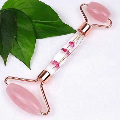 China Skin Rejuvenation On Promotion Quartz Jade Roller For Face Massager Mounted Jade Roller Gua Sha Set for sale