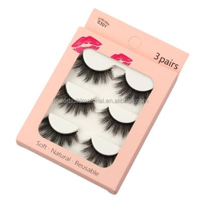 China Wholesale 3D Mink Fur Eyelash Natural Soft False Eyelashes Magnetic Box Packed 3 Pairs/Box for sale