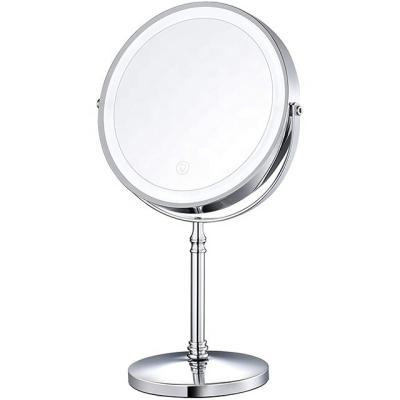 China High Quality Personalized 360 Degree Rotation Double Side Gold Metal Round Vanity Desk Magnifying Arbitrary Mirror for sale