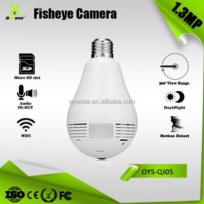 China OYS-QJ05 1.3 Megapixel hidden camera 1.3 megapixel 360 fisheye wireless hidden camera led bulb hidden camera for sale