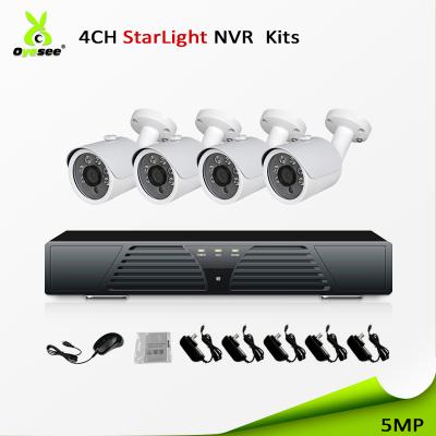 China Sony system ip66 P2P IR 30 waterproof/waterproof/metal nvr kit nvr bullet 4ch security camera ip cctv surveillance 5mp sensor competitive price with guide for sale