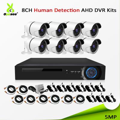 China Security H.265 5MP AHD 8ch Human Bullet CCTV Kits Detection DVR Camera Kits IR 30m Outdoor Human Detection for sale