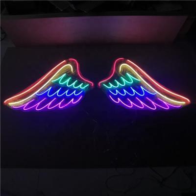 China Flexible Drop Shipping NO MOQ Wall Mounted Flexible Light 12V LED Acrylic Letter Angel Wings Custom Neon Signs for sale