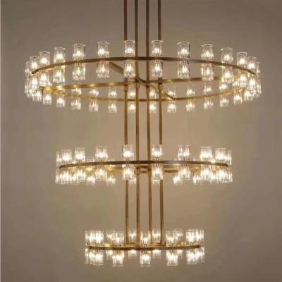 China 50+36+24 Inch Contemporary Simple Creative Chandelier Cup Chandelier Light Living Room Postmodern Copper Crystal Luxury Lamps for sale